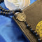 Black Beaded Rosary with Silver Accents