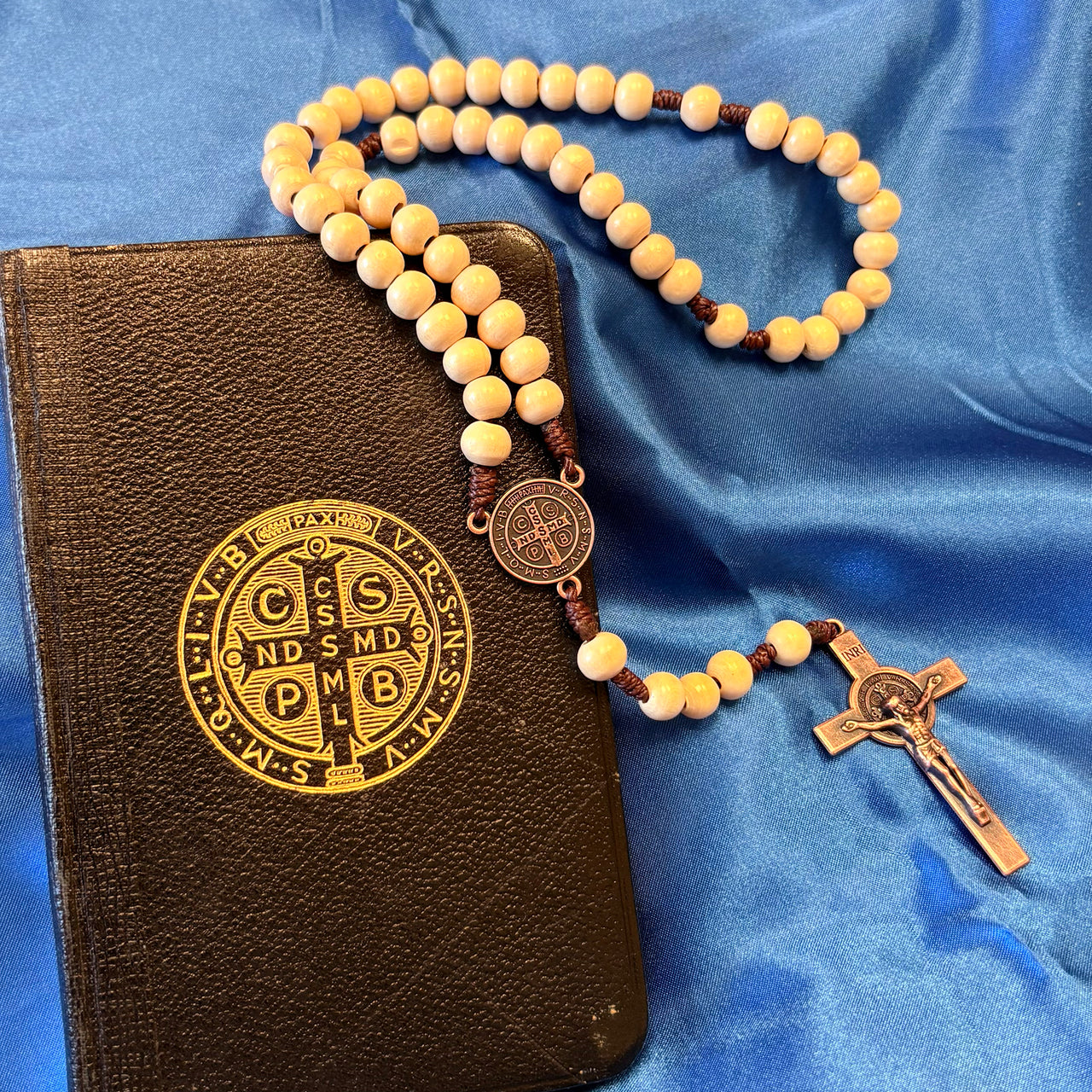 Cream Beaded Rosary with Antique Bronze Accents