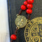 Red Beaded Rosary with Gold Accents