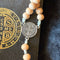 Light Brown Beaded Rosary with Silver Accents