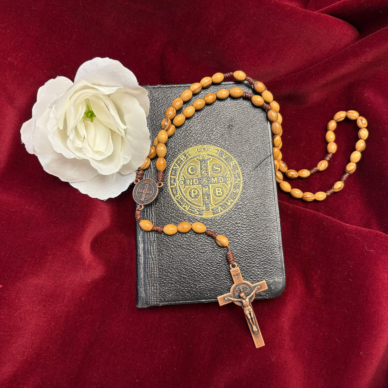 Olive Wood Beaded Rosary