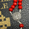 Red Beaded Rosary with Silver Accents