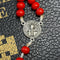 Red Beaded Rosary with Silver Accents
