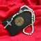 White Beaded Rosary with Silver Accents