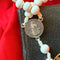 White Beaded Rosary with Silver Accents